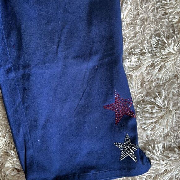 Quacker Factory navy blue capris with star beaded detail size large NEW - Picture 6 of 9